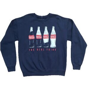 Coca Cola Sweatshirt Coke Crew Neck Blue M The Real Thing Bottles Logo Unisex